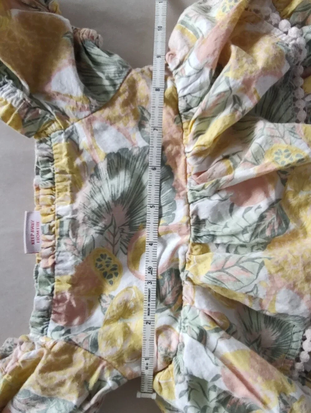 Tommy Bahama Girls Lemon Print Tiered Ruffle Dress in Yellow, Green & Pink